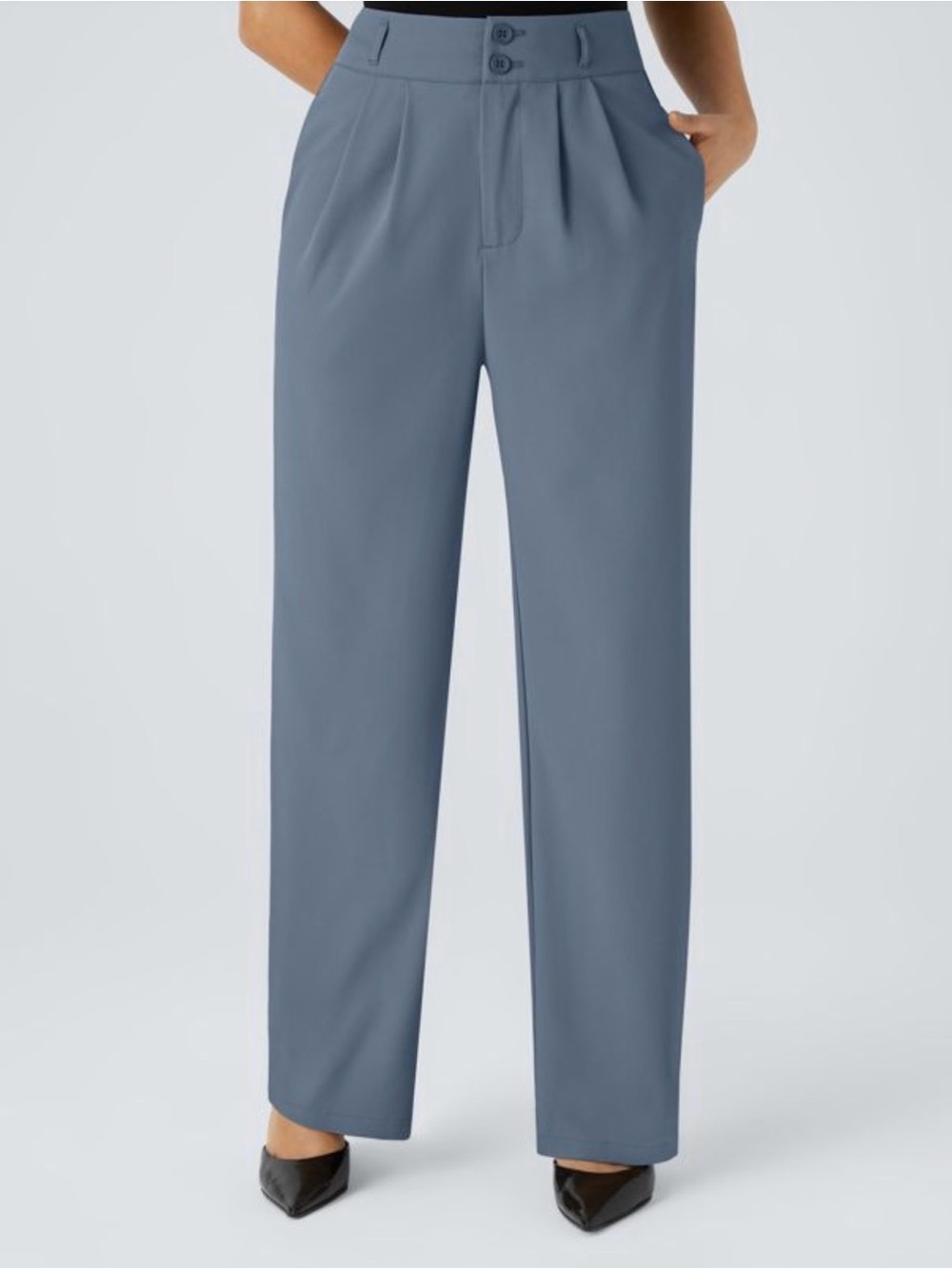 HALARA Flex High Waisted Zipper Pocket Straight Leg Work Pant in Slate Blue